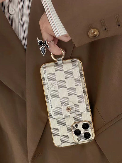 Louis Vuitton-inspired monogram iPhone 17 Pro Max case with card pocket