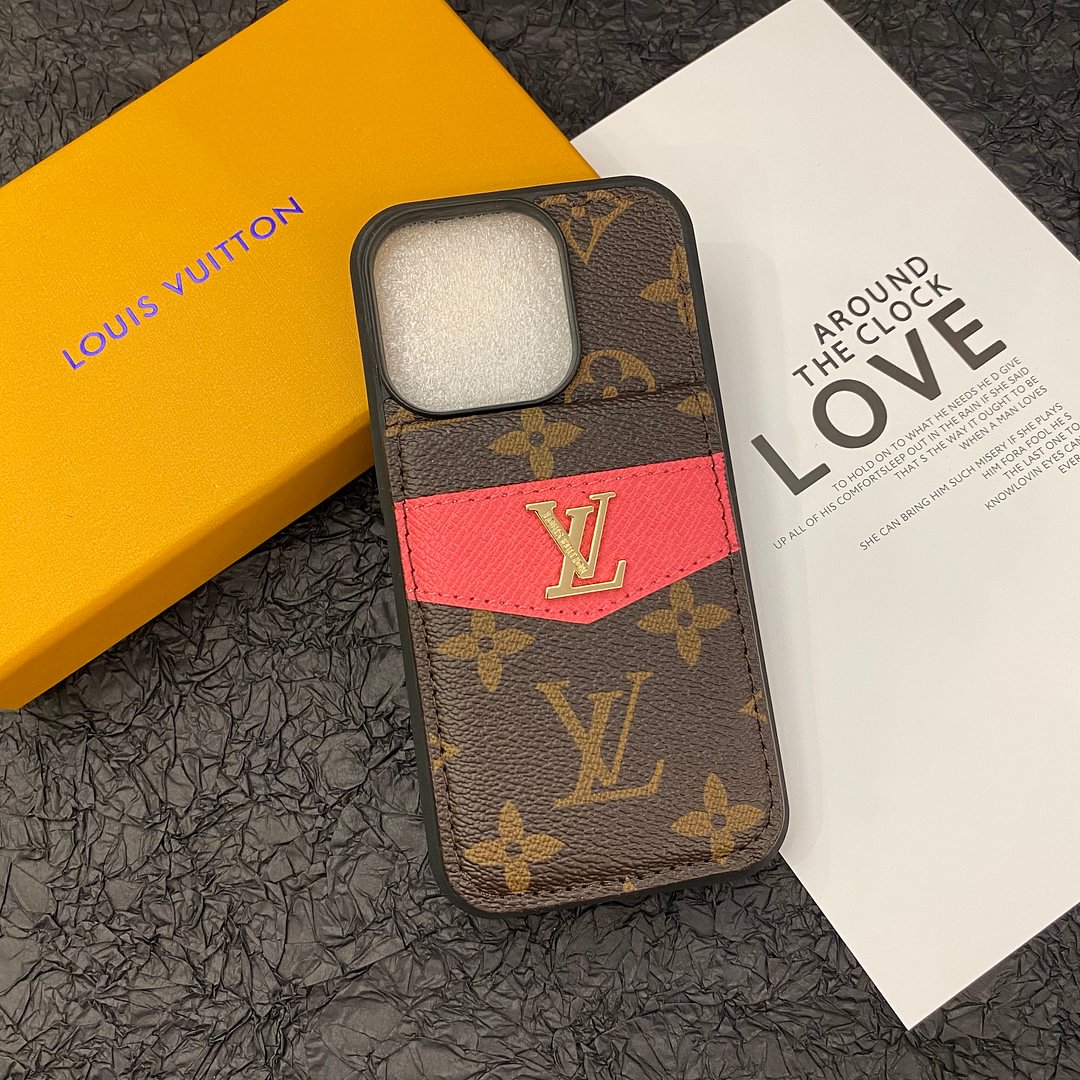 Louis Vuitton-inspired monogram leather iPhone case flip wallet