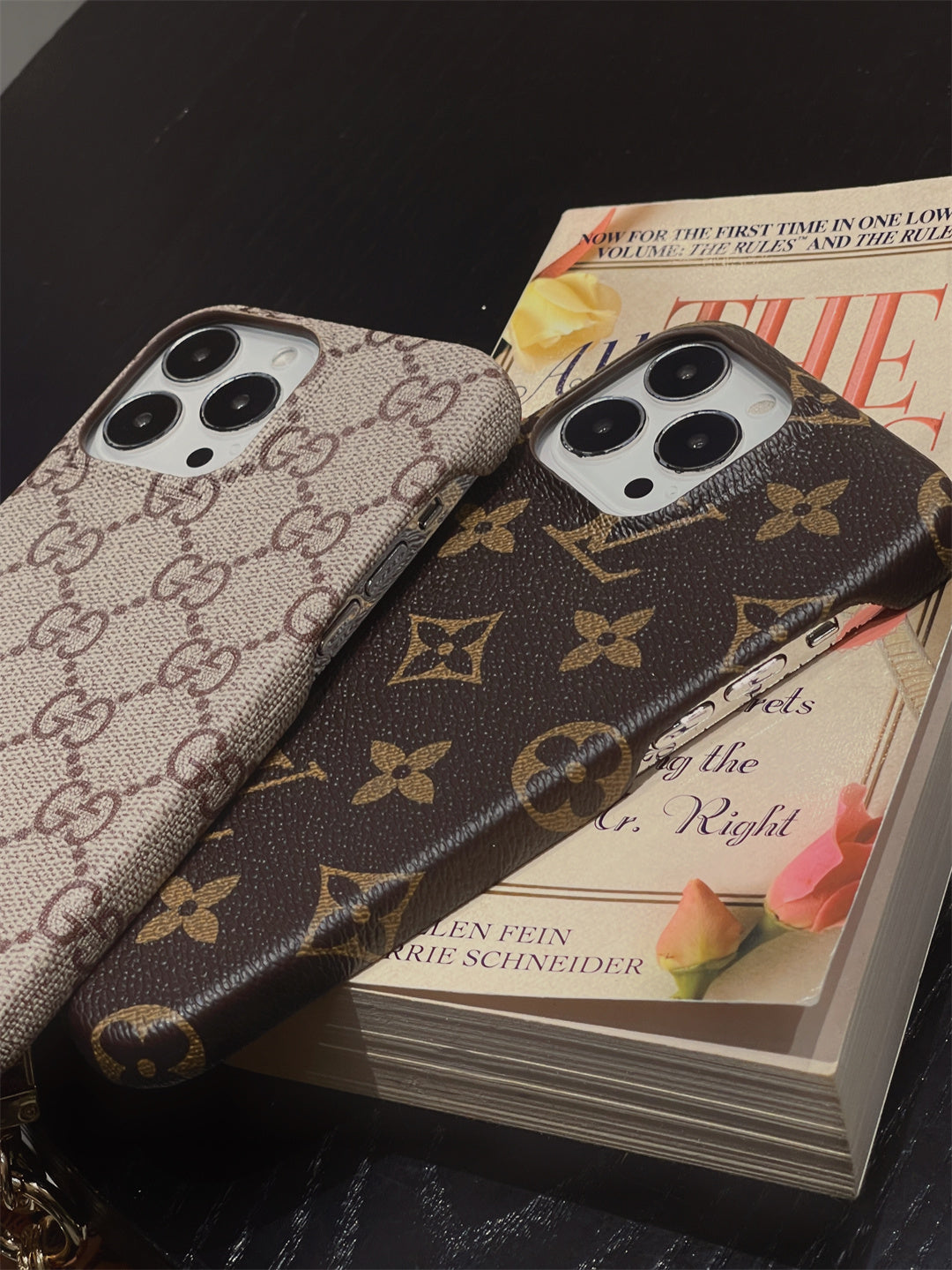 Louis Vuitton-inspired phone case with hand strap