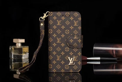Louis Vuitton-inspired monogram flip wallet case for iPhone