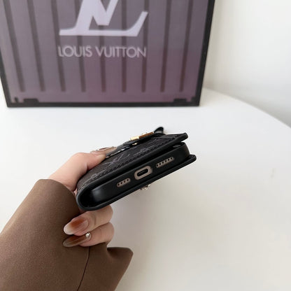 Louis Vuitton-inspired leather monogram wallet card holder iPhone case
