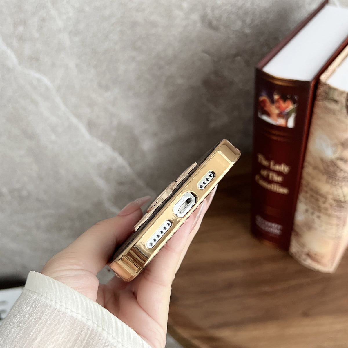 Louis Vuitton-inspired monogram canvas leather iPhone case