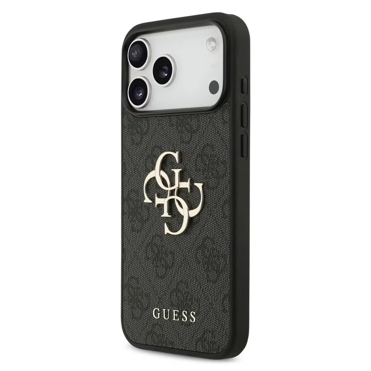 Guess-inspired monogram iPhone case with metal detail