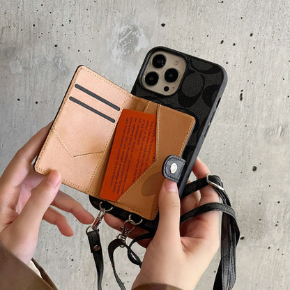 Coach-inspired card bag leather chain iPhone case
