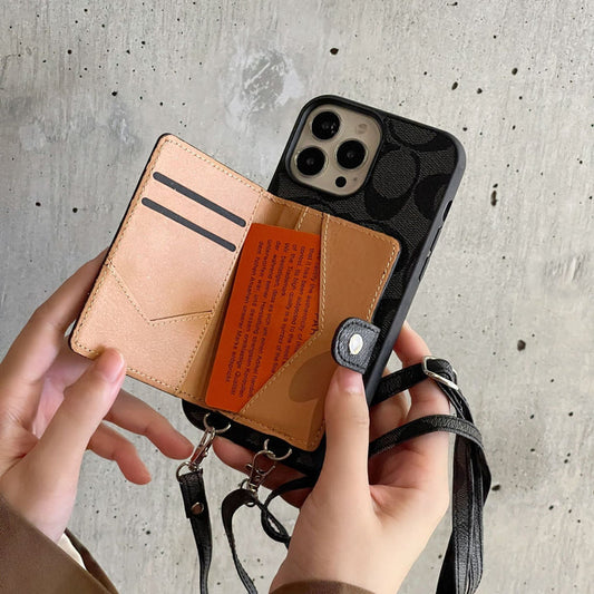 Coach-inspired card bag leather chain iPhone case
