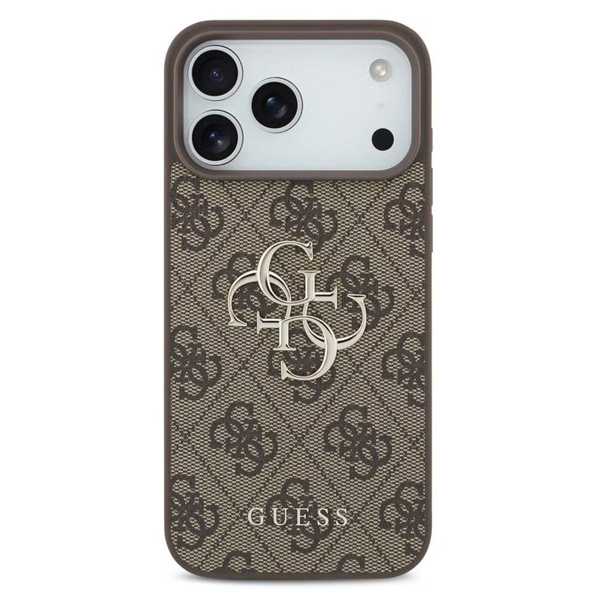 Guess-inspired monogram iPhone case with metal detail