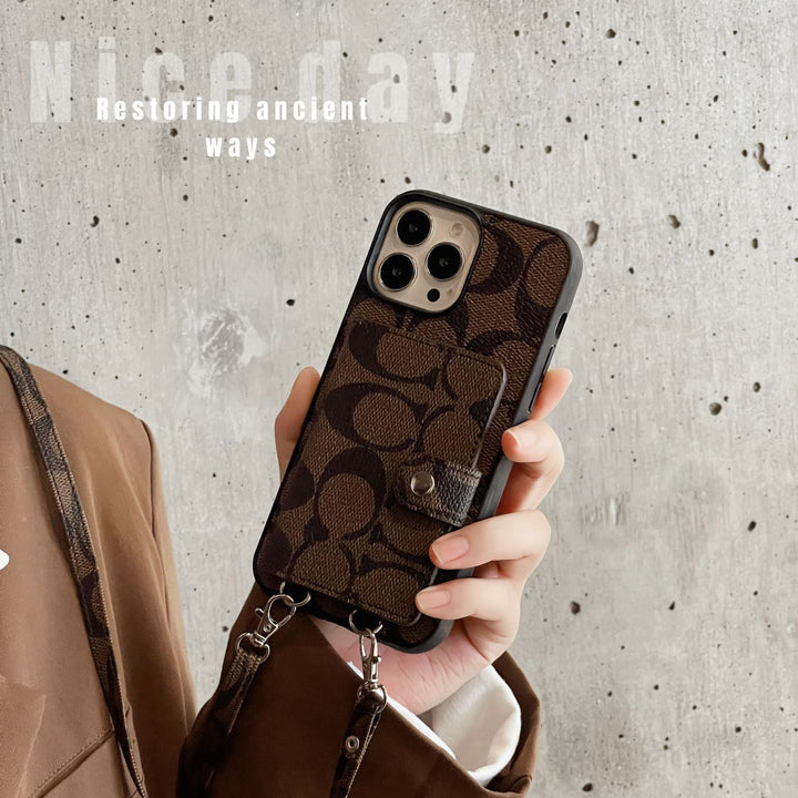 Coach-inspired leather iPhone case with card holder