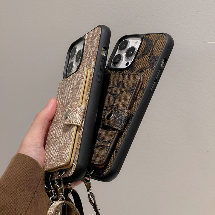 Coach-inspired card bag leather chain iPhone case