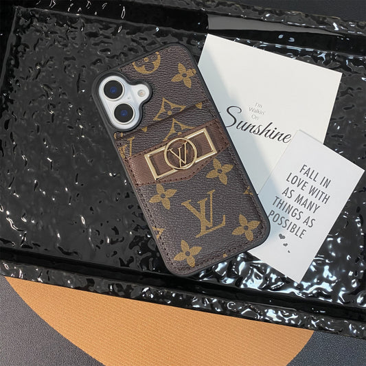 Louis Vuitton-inspired monogram phone case with card pocket