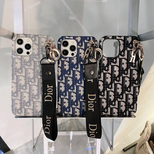 Dior-inspired lady phone case with strap