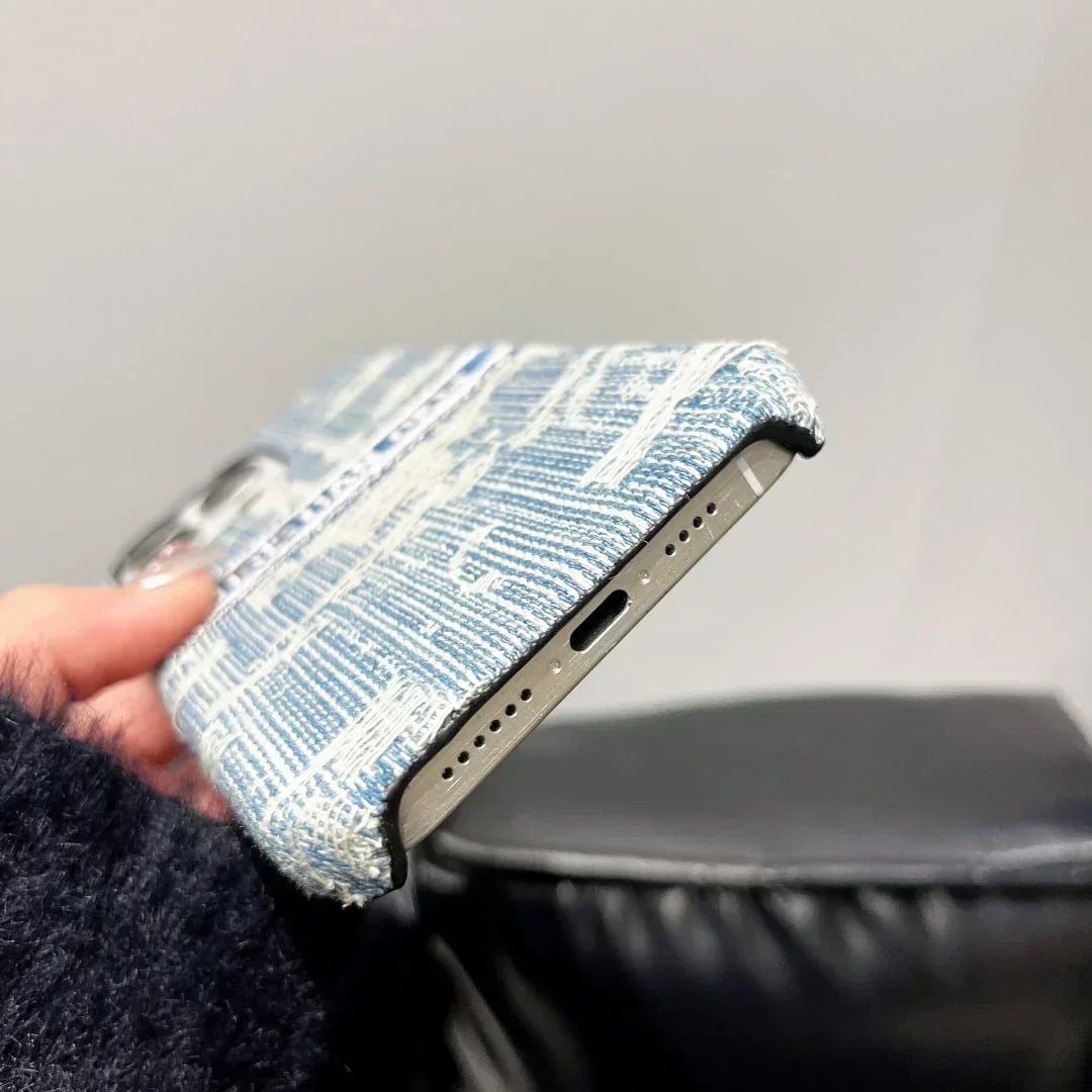 Dior-inspired textured all-over pattern case for iPhone 16