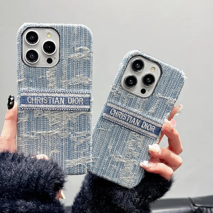 Dior-inspired textured all-over pattern case for iPhone 16