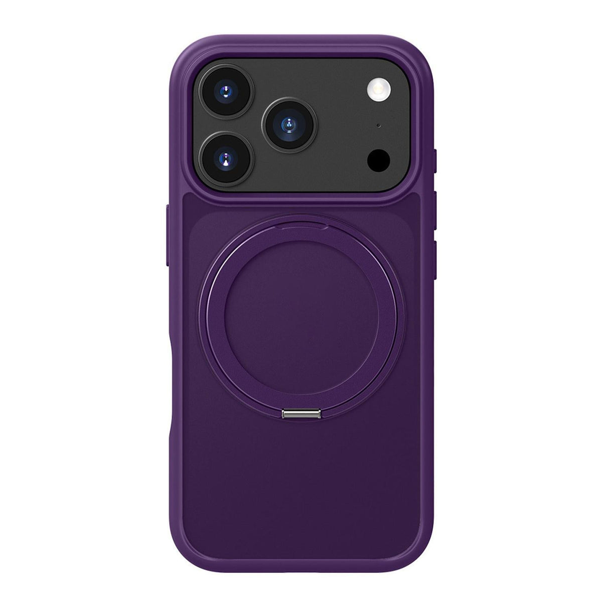 Frosted acrylic MagSafe iPhone case with holder, purple