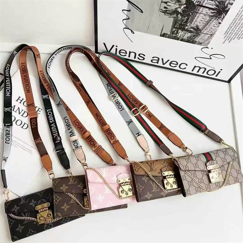Louis Vuitton-inspired monogram phone case with strap