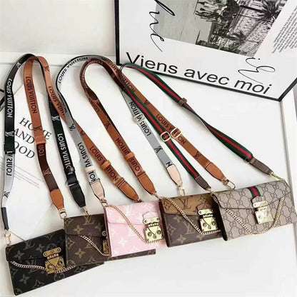 Louis Vuitton-inspired monogram phone case with strap