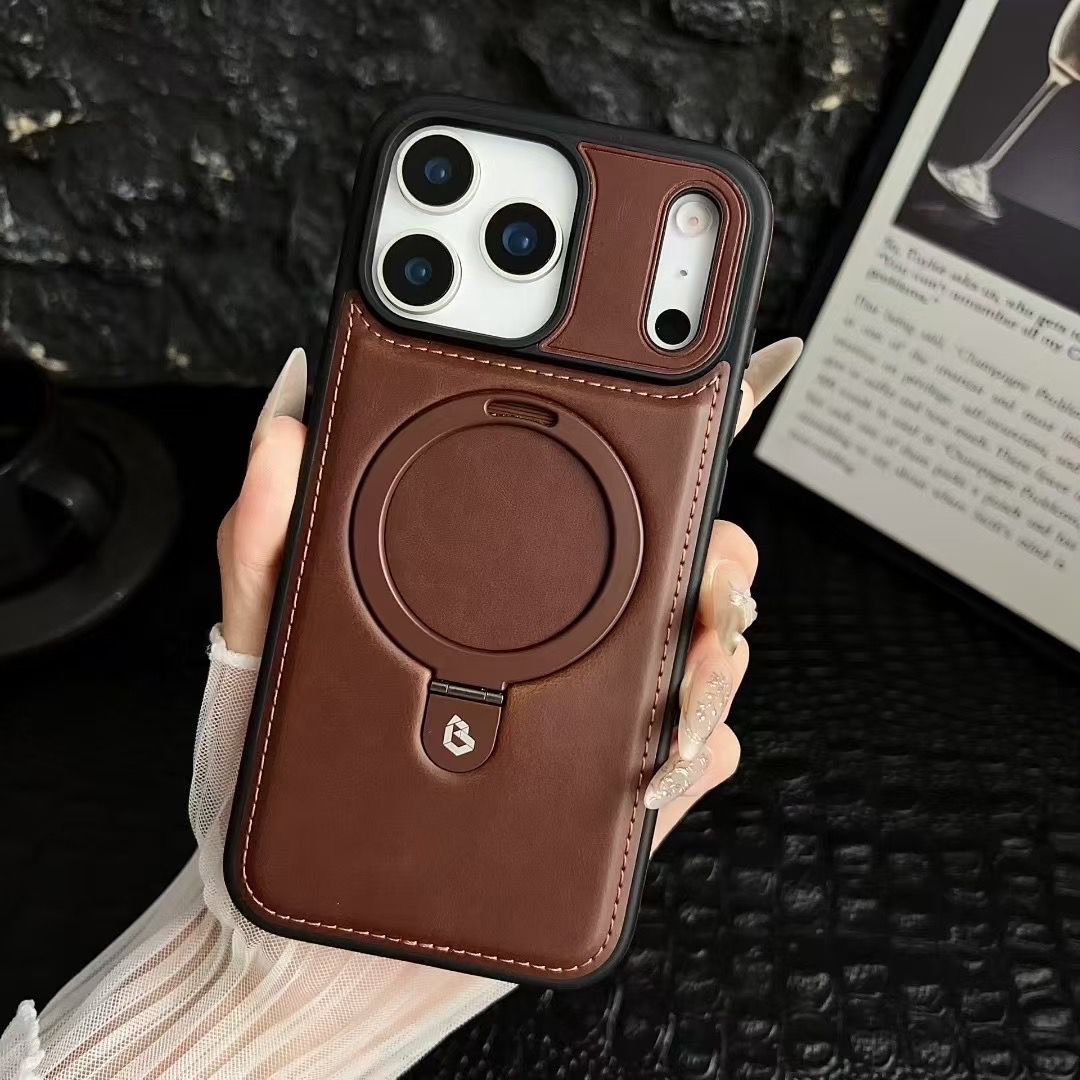 Invisible stand phone case for iPhone 17 / 16 / 15 / 14, mocha brown