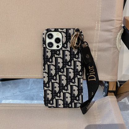 Dior-inspired lady phone case with strap