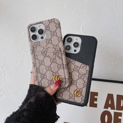 Gucci-inspired monogram iPhone case with back card pocket