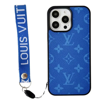 Louis Vuitton-inspired bright monogram phone case with wrist strap