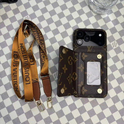 Louis Vuitton-inspired monogram iPhone 17 case with card pocket