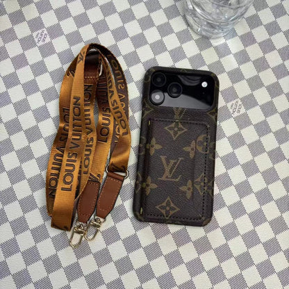 Louis Vuitton-inspired monogram iPhone 17 case with card pocket