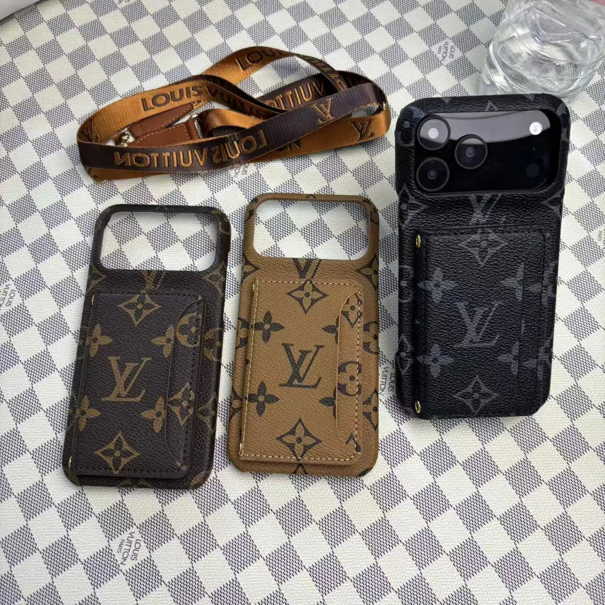 Louis Vuitton-inspired monogram iPhone 17 case with card pocket