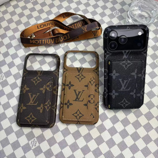 Louis Vuitton-inspired monogram iPhone 17 case with card pocket