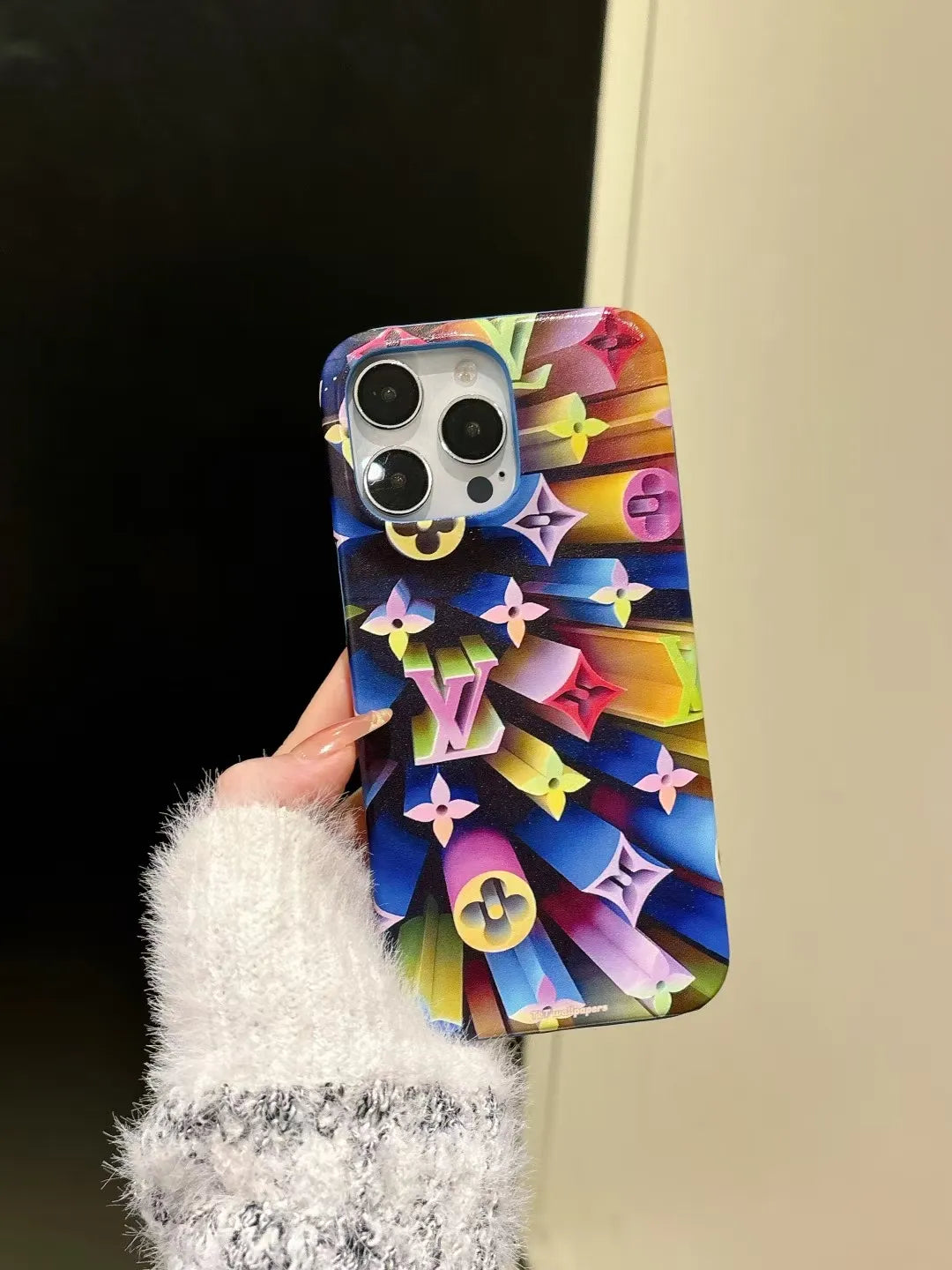 Louis Vuitton-inspired colorful character collage iPhone case