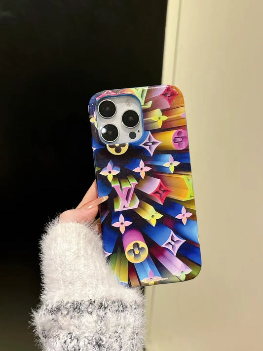 Louis Vuitton-inspired colorful character collage iPhone case