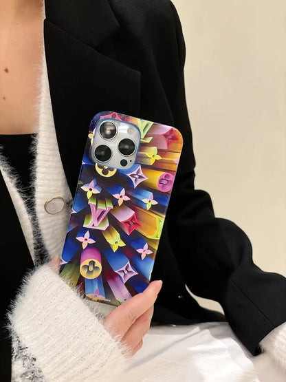 Louis Vuitton-inspired colorful character collage iPhone case