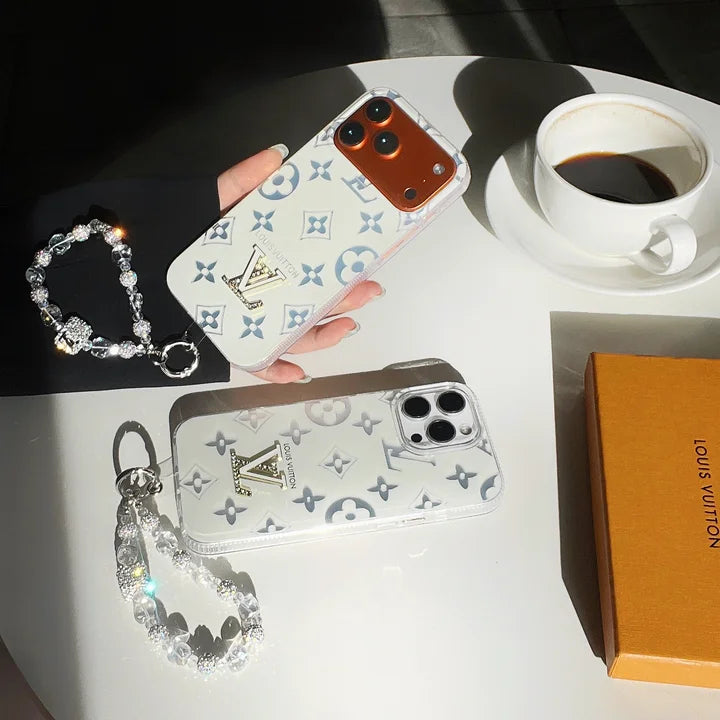 Louis Vuitton-inspired monogram phone case with hand chain