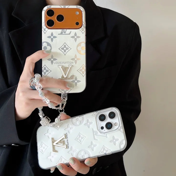 Louis Vuitton-inspired monogram phone case with hand chain