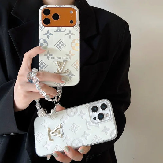 Louis Vuitton-inspired monogram phone case with hand chain
