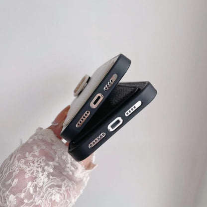 Chanel-inspired phone wallet case with contrast card pocket