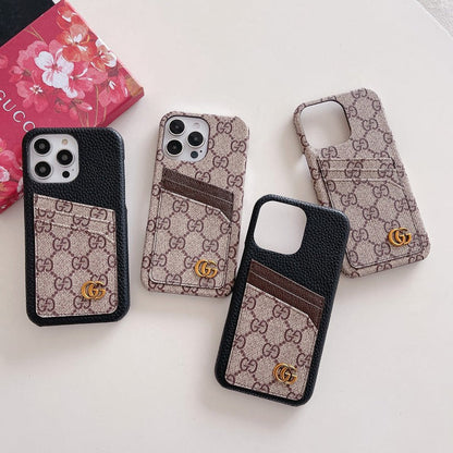 Gucci-inspired monogram iPhone case with back card pocket