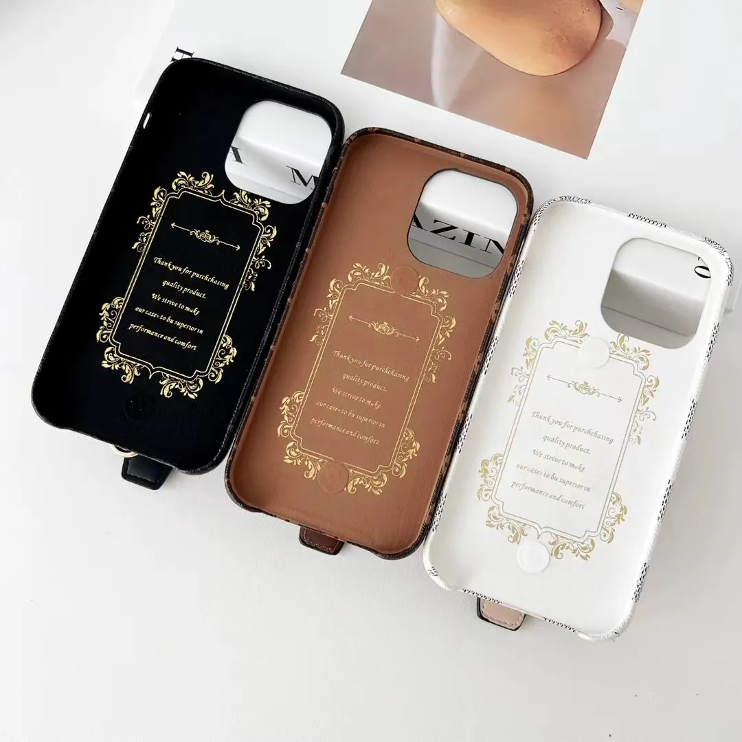 Louis Vuitton-inspired checkered phone case with hand strap for iPhone 16 Pro Max