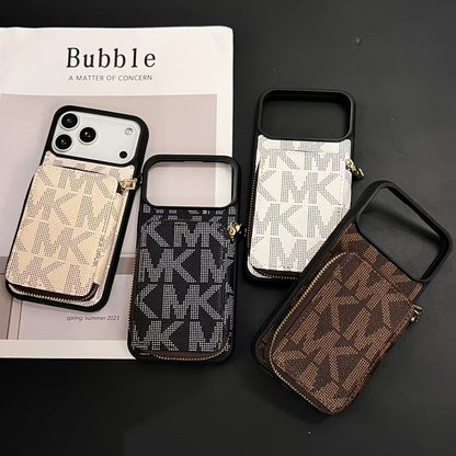 Michael Kors-inspired monogram iPhone 17 Pro case with wallet pouch