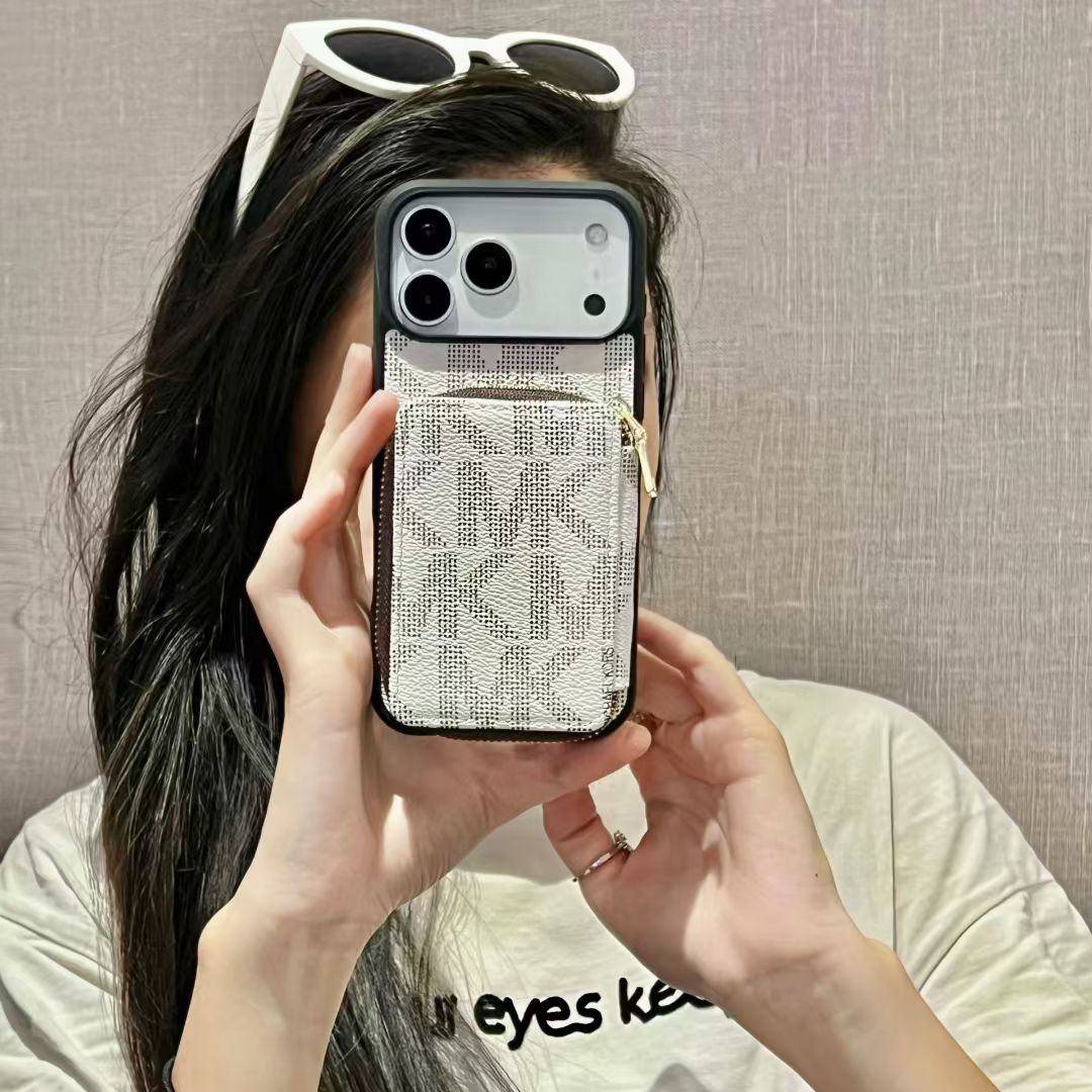 Michael Kors-inspired monogram iPhone 17 Pro case with wallet pouch