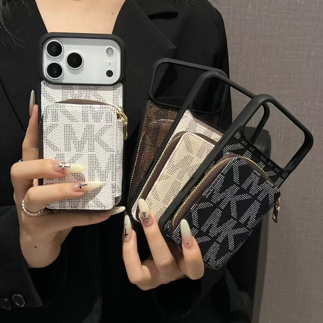 Michael Kors-inspired monogram iPhone 17 Pro case with wallet pouch