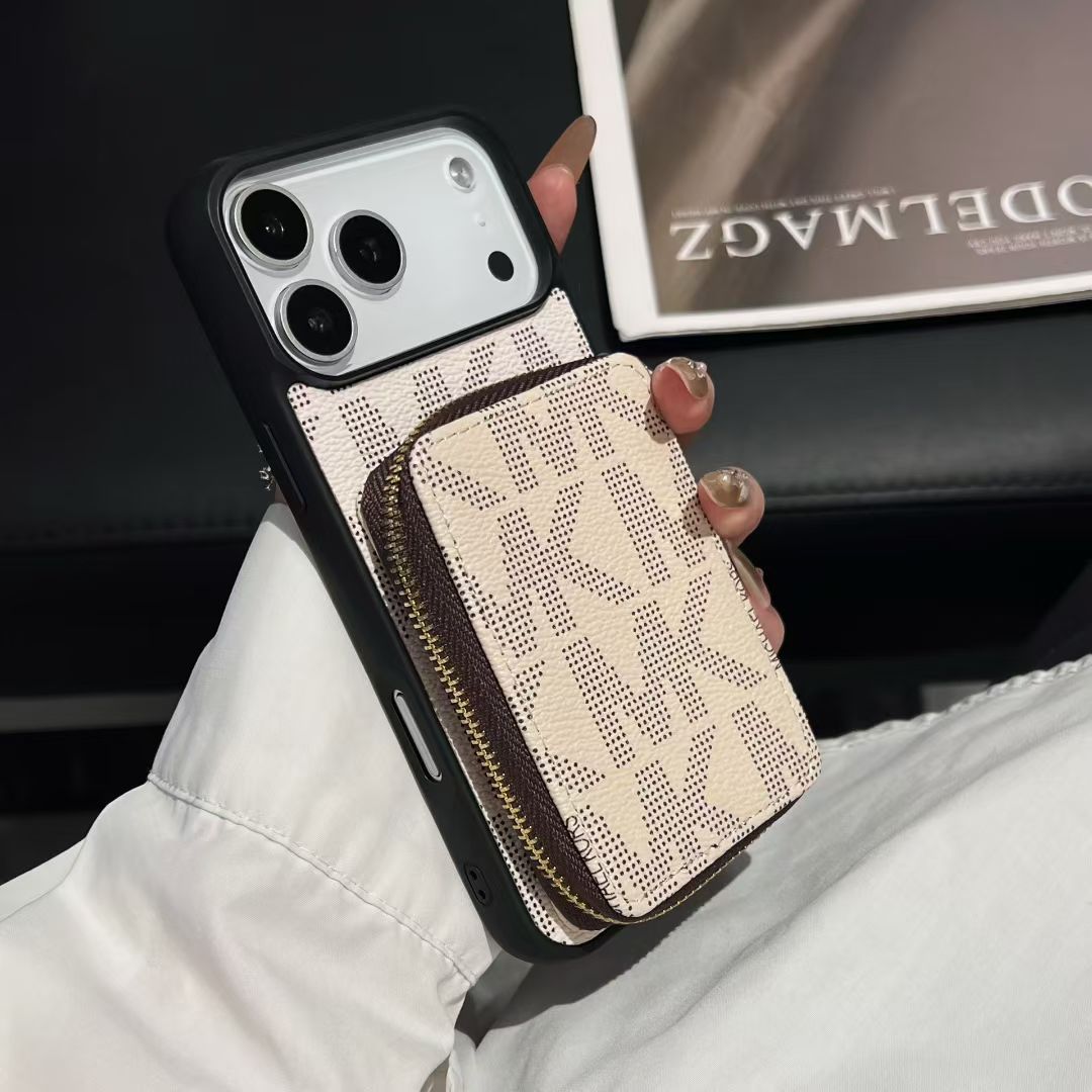 Michael Kors-inspired monogram iPhone 17 Pro case with wallet pouch