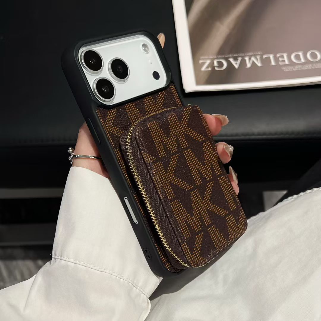 Michael Kors-inspired monogram iPhone 17 Pro case with wallet pouch