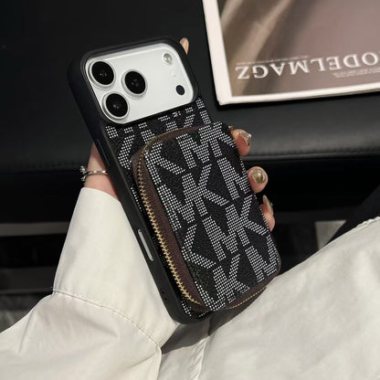 Michael Kors-inspired monogram iPhone 17 Pro case with wallet pouch