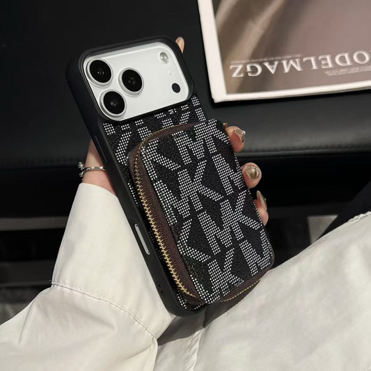 Michael Kors-inspired monogram iPhone 17 Pro case with wallet pouch