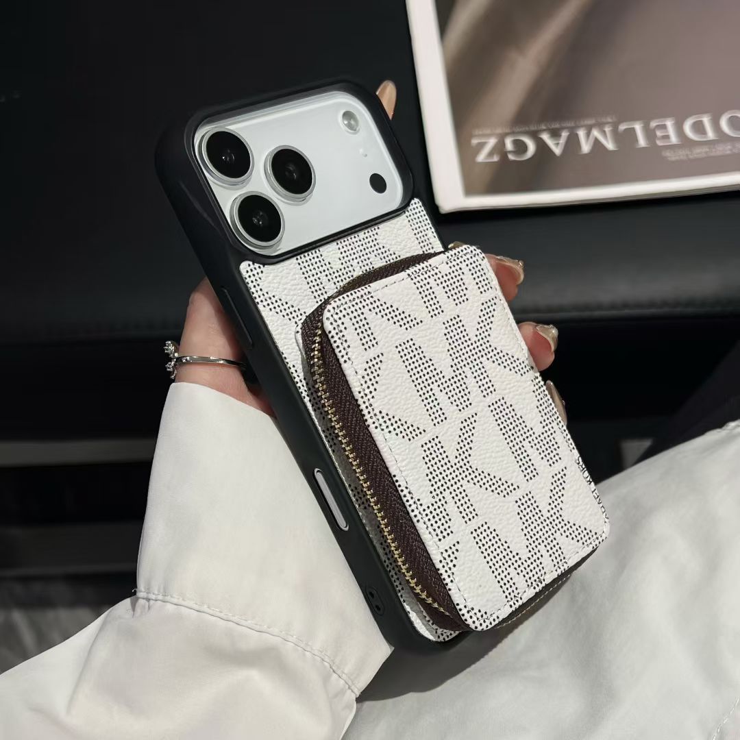 Michael Kors-inspired monogram iPhone 17 Pro case with wallet pouch