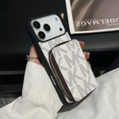 Michael Kors-inspired monogram iPhone 17 Pro case with wallet pouch