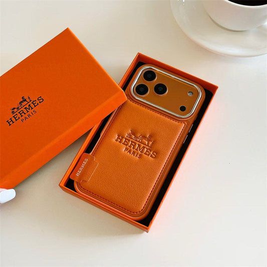 Hermes-inspired leather iPhone case 17 / 16 / 15 / 14 / 13