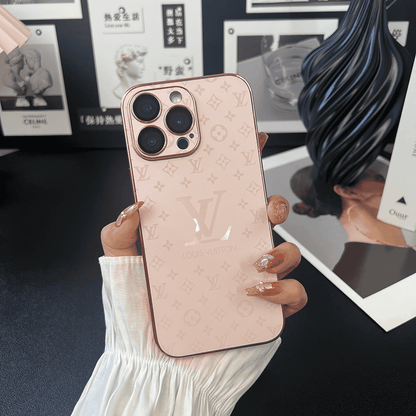 Louis Vuitton-inspired small monogram iPhone case with contrasting camera trim
