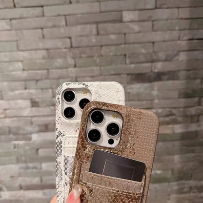 Prada-inspired textured phone case with triangle emblem