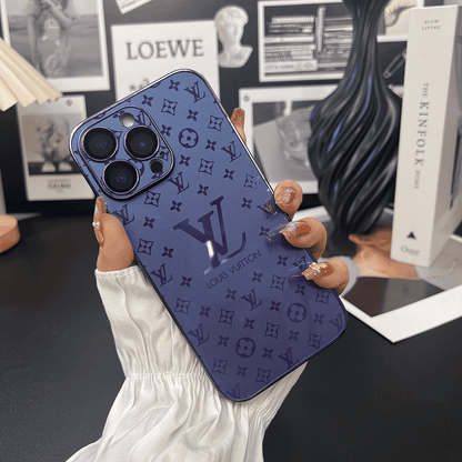 Louis Vuitton-inspired small monogram iPhone case with contrasting camera trim