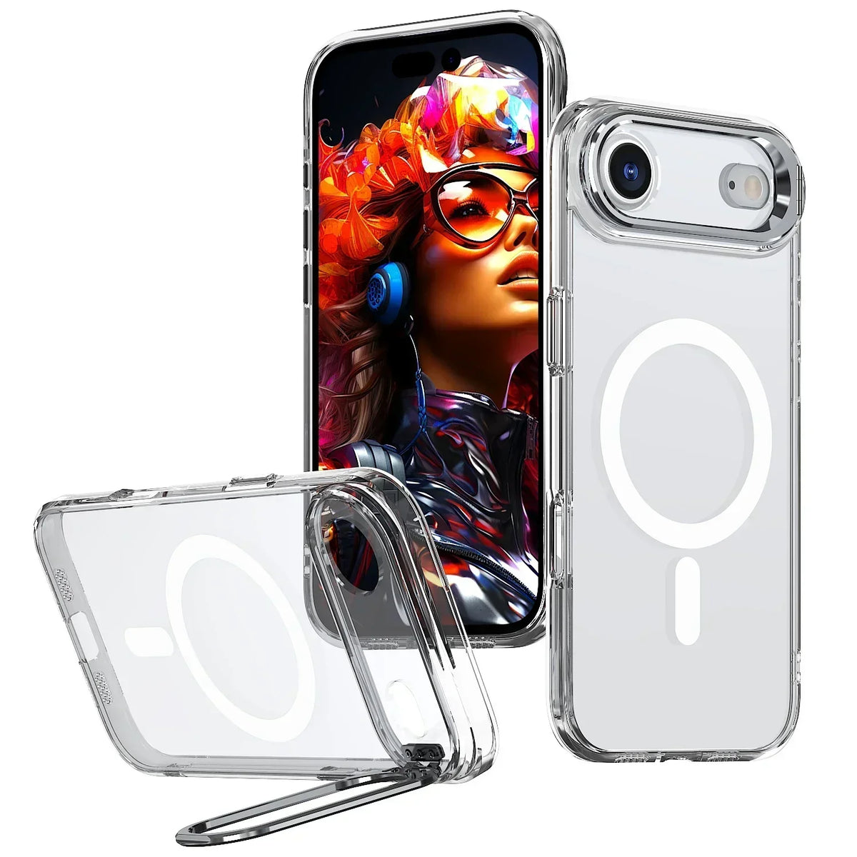 Magnetic phone case with folding kickstand